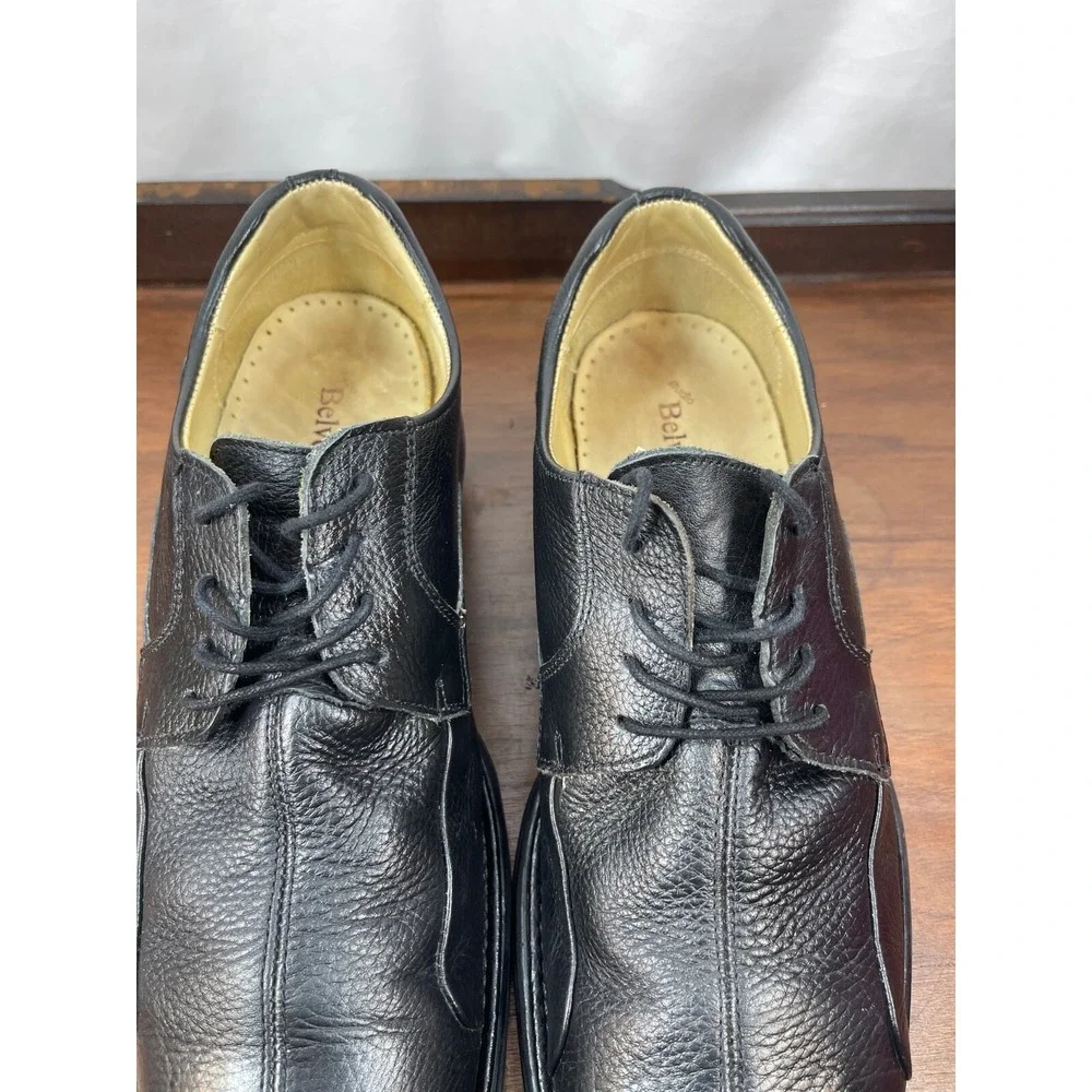 Men's Belvedere Baybridge Oxfords Sz 13 D Black Lace Dress Shoes Pebble Leather